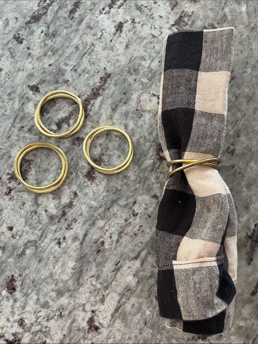 Crate&Barrel Gold Napkin Ring Set